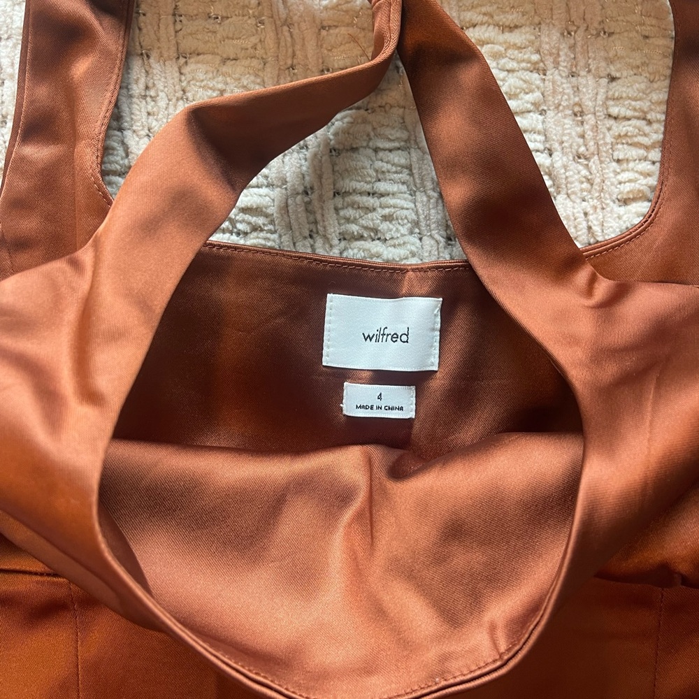 Wilfred Copper Satin Square-Neck Mini Dress - Picture 4 of 5